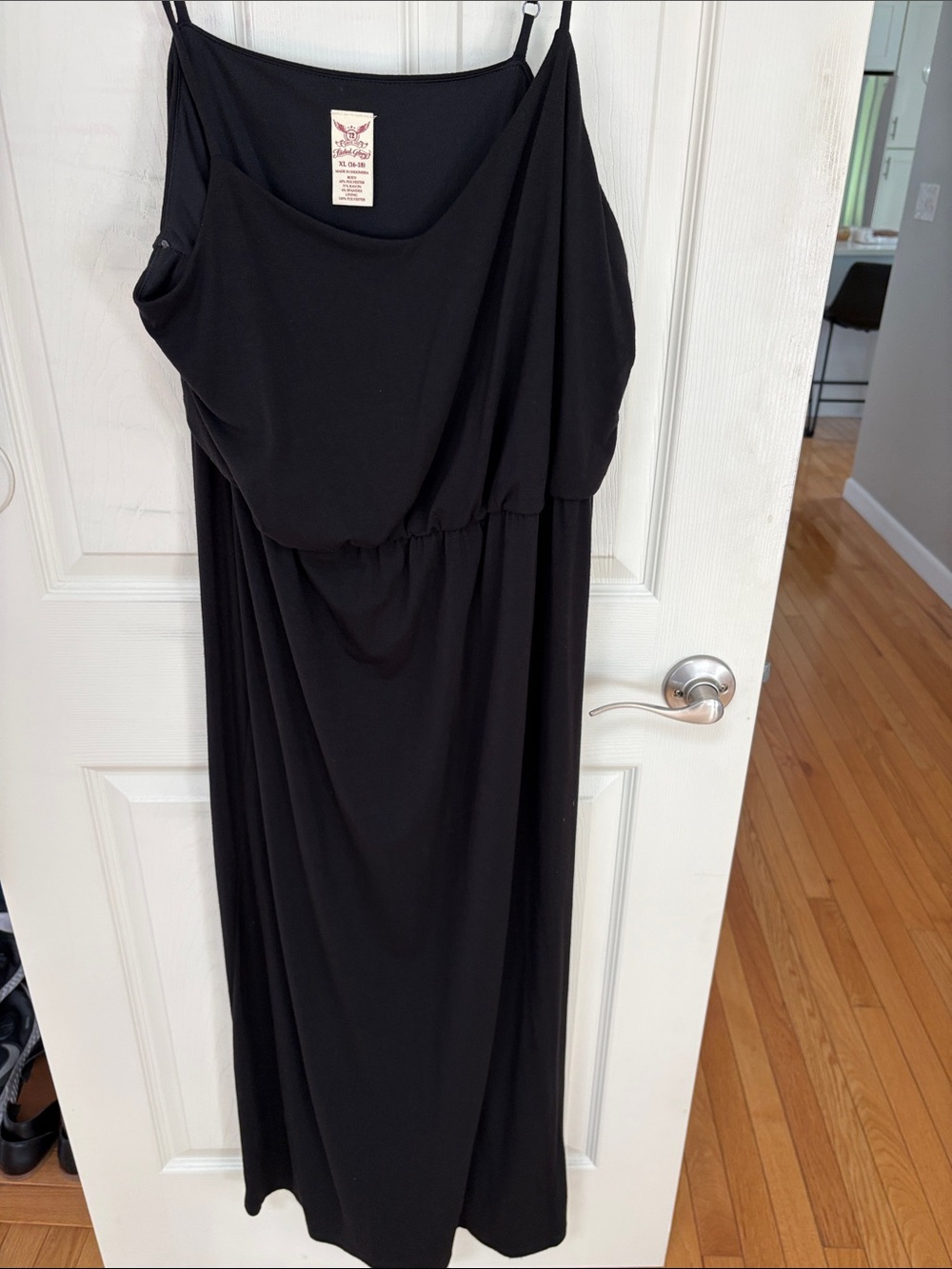 Faded Glory Black Maxi Slip Dress with Adjustable Straps